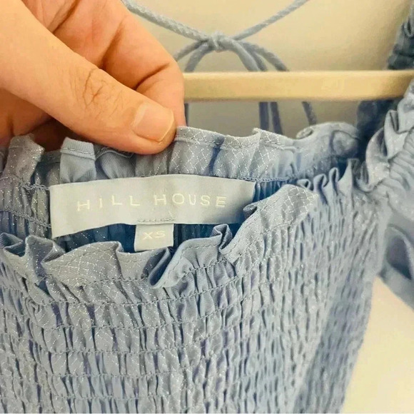 Hill House Athena Nap Dress Light Blue Glitter Check Size XS Wedding Guest - Picture 4 of 8